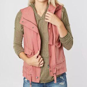 BKE Canvas Utility Layering Vest Withered Rose Pink Size Large